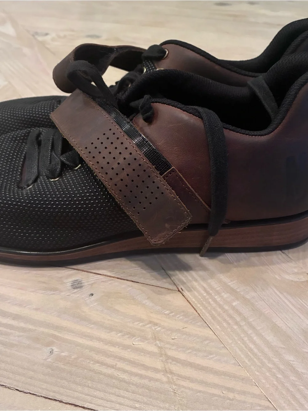 NOBULL Black Knit Lifting Shoes with Brown Strap - Picture 2 of 7
